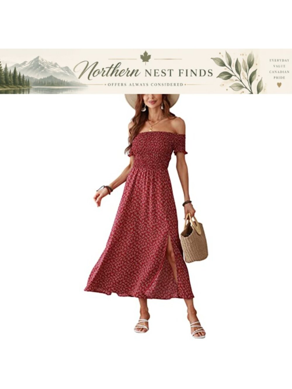 Bohemian Off Shoulder Floral Maxi Dress Ruffle Sleeve Split Long Summer Casual